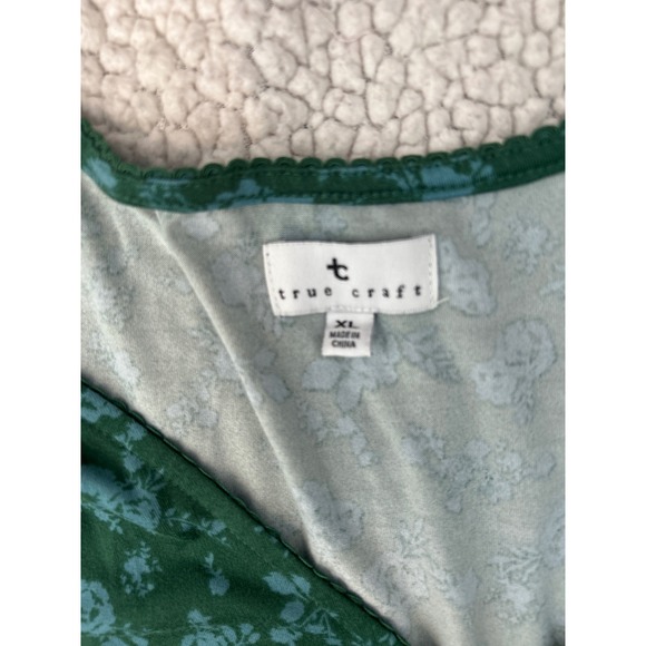 True Craft Green Floral Tiered V Neck‎ Long Sleeve Peplum Blouse Top XL - Picture 4 of 6